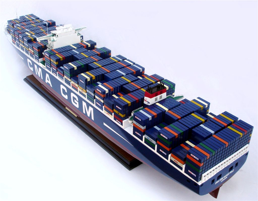 Containerschiff CMA CGM Marco Polo Modellschiff Holzmodellschiff.de