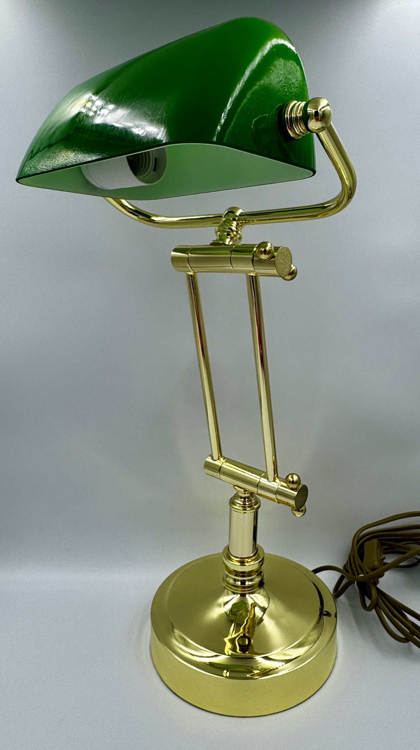 Bankerlampe Bankerleuchte Lampe Messing & Glas H=43cm