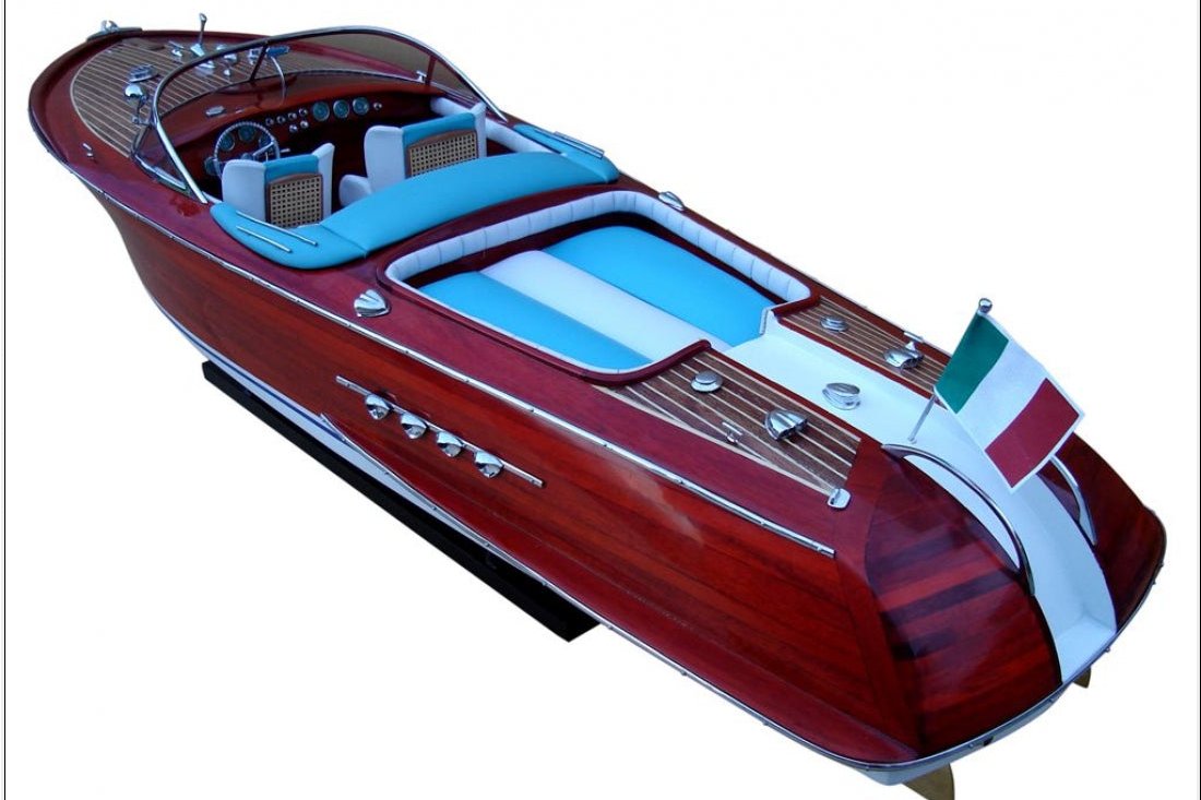 Sportboot RC-fähig 87cm - Handgefertigtes Modellschiff Rennboot